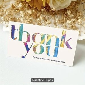 Thank You Cards, 50 Piece, White & Colorful